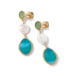 The Met Store Ancient Mixed Motifs Glass Triple-Drop Earrings