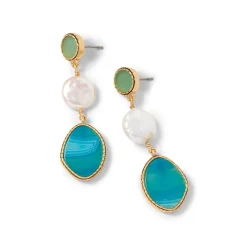 The Met Store Ancient Mixed Motifs Glass Triple-Drop Earrings
