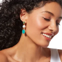 The Met Store Ancient Mixed Motifs Glass Triple-Drop Earrings