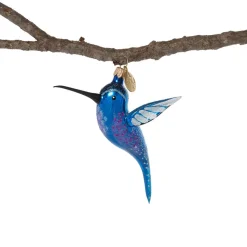 The Met Store Blue and Purple Hummingbird Glass Ornament