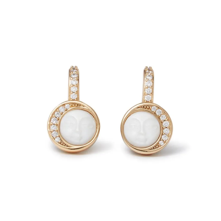 The Met Store Celestial Symbols Carved Mother-of-Pearl Coin Hoop Earrings