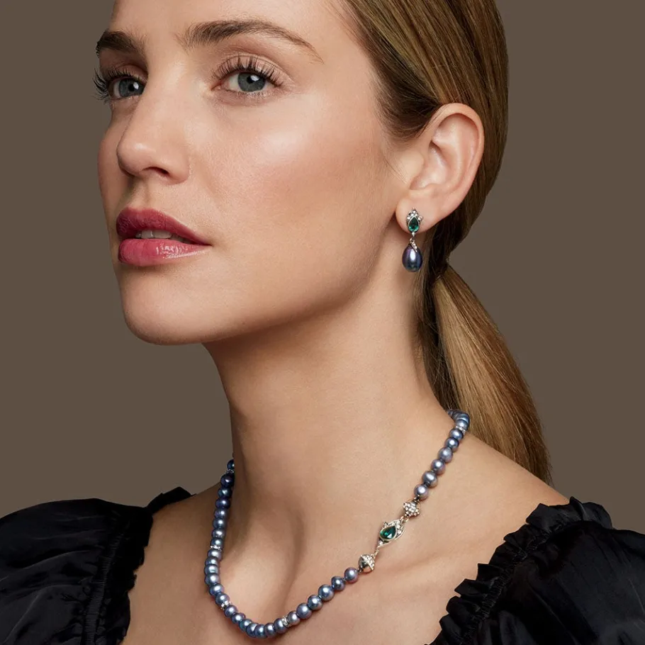 The Met Store Chelsea Peacock Pearl Necklace and Drop Earrings Set