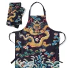 The Met Store Chinese Dragon Rank Badge Apron and Tea Towel Set