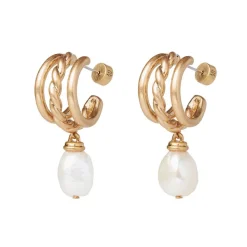 The Met Store Cypriot Twist Pearl Chain Pendant Necklace and Triple-Hoop Earrings Set