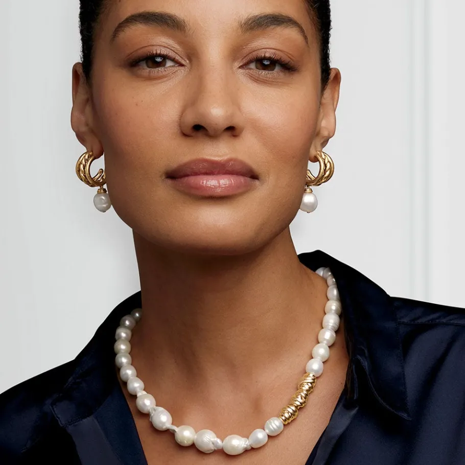 The Met Store Cypriot Twist Pearl Necklace and Triple-Hoop Earrings Set