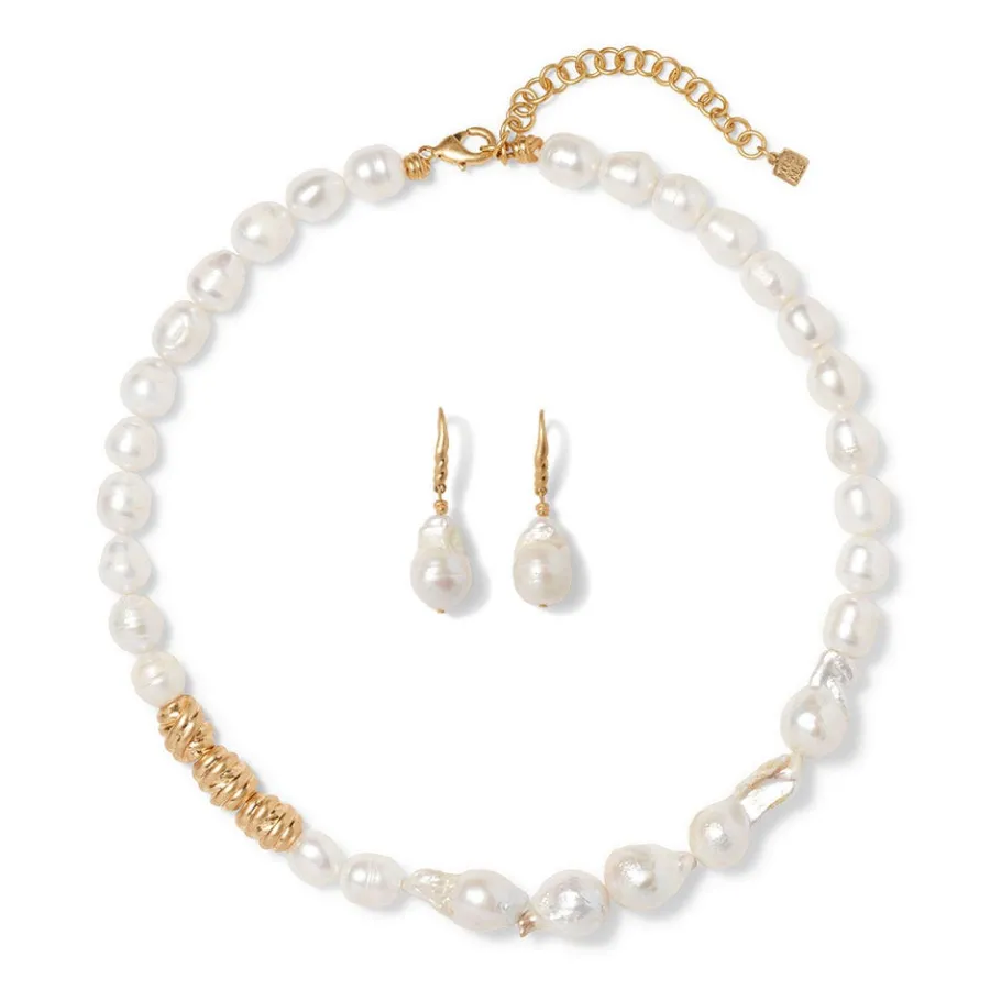 The Met Store Cypriot Twist Pearl Necklace and Drop Earrings Set
