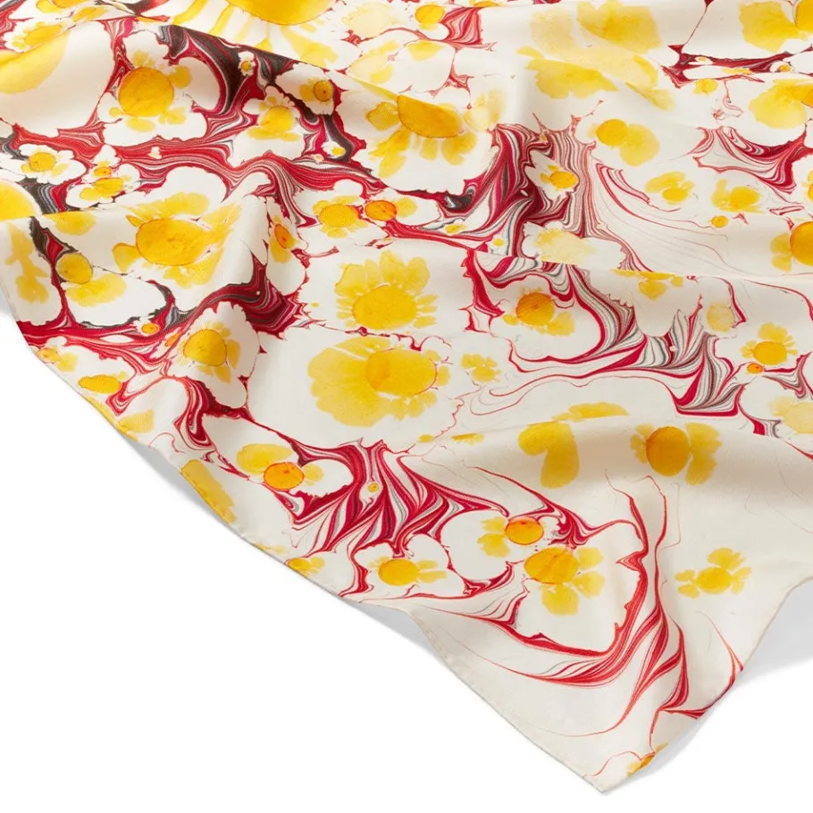 The Met Store Daisy Garden Marbled Paper Oblong Silk Scarf