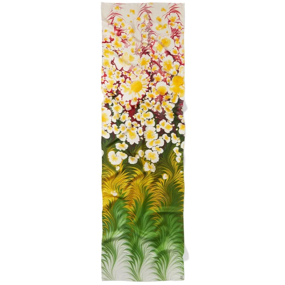 The Met Store Daisy Garden Marbled Paper Oblong Silk Scarf