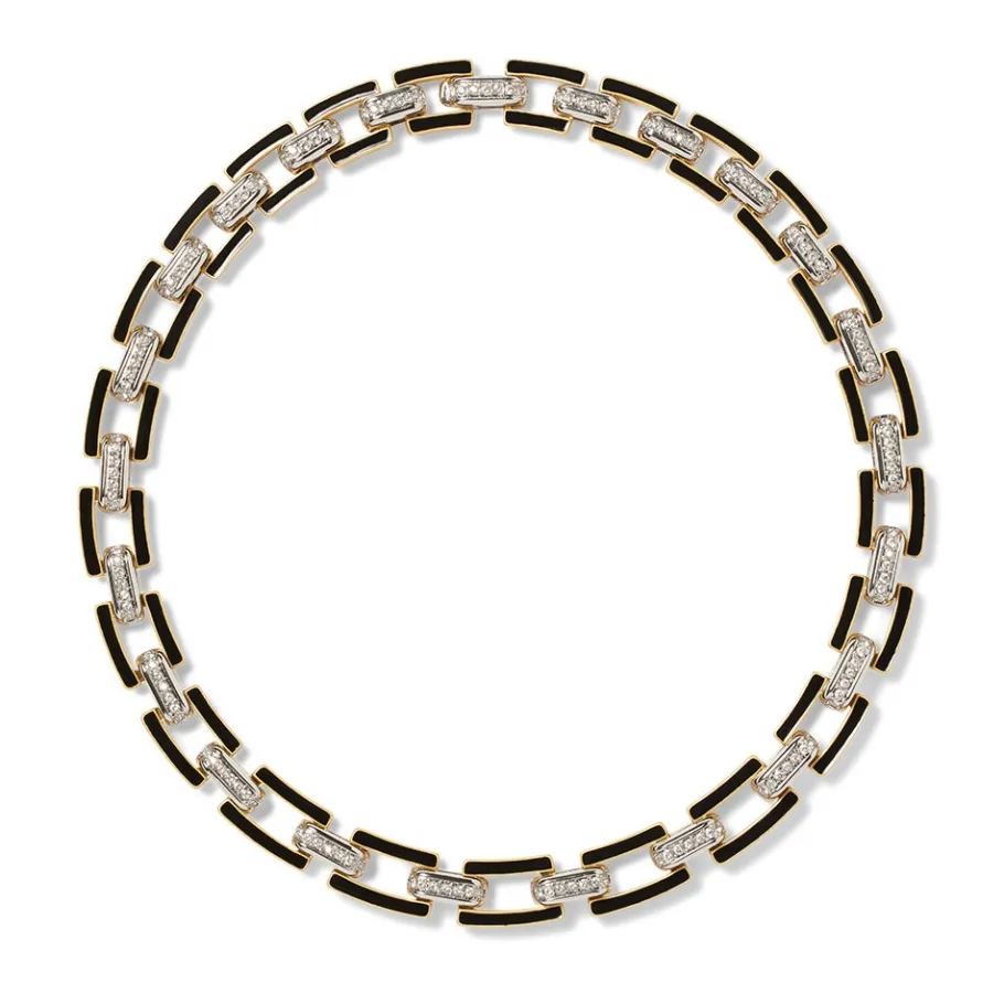 The Met Store European Buckle Enamel Collar Necklace and Drop Earrings Set