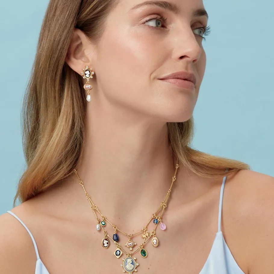 The Met Store European Cameo Charm Necklace and Drop Earrings Set