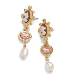 The Met Store European Cameo Charm Necklace and Drop Earrings Set