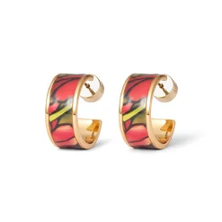The Met Store Favrile Tulip Enamel Hoop Earrings