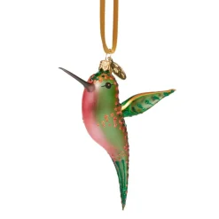 The Met Store Green and Pink Hummingbird Glass Ornament