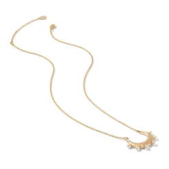 The Met Store Hammered Crescent Pearl Pendant Necklace
