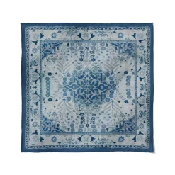 The Met Store Iranian Vase Carpet Blue Cotton-and-Silk Pocket Square