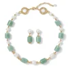 The Met Store Karavas Gems Large-Bead Aventurine and Pearl Necklace and Drop Earrings Set