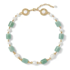 The Met Store Karavas Gems Large-Bead Aventurine and Pearl Necklace and Drop Earrings Set