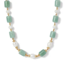 The Met Store Karavas Gems Large-Bead Aventurine and Pearl Necklace and Drop Earrings Set