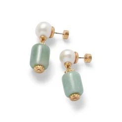 The Met Store Karavas Gems Large-Bead Aventurine and Pearl Necklace and Drop Earrings Set