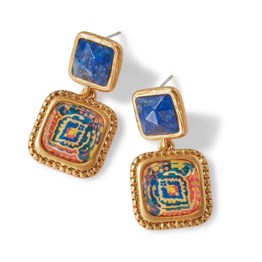 The Met Store Kashan Carpet Square Drop Earrings