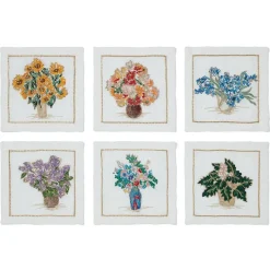The Met Store Kim Seybert Embroidered Bouquets Linen Cocktail Napkin Set