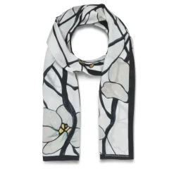 The Met Store Louis C. Tiffany White Magnolia Oblong Silk Scarf