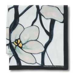 The Met Store Louis C. Tiffany White Magnolia Oblong Silk Scarf