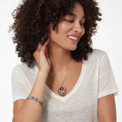 The Met Store Magnolias and Irises Enamel Pendant Necklace