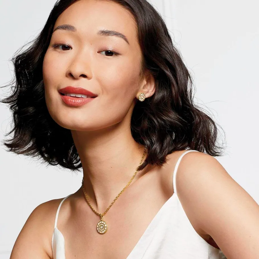 The Met Store Mother-of-Pearl Mosaic T-Bar Pendant Necklace