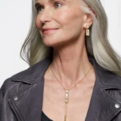 The Met Store Mother-of-Pearl Tile Double-Drop Earrings
