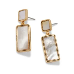 The Met Store Mother-of-Pearl Tile Double-Drop Earrings