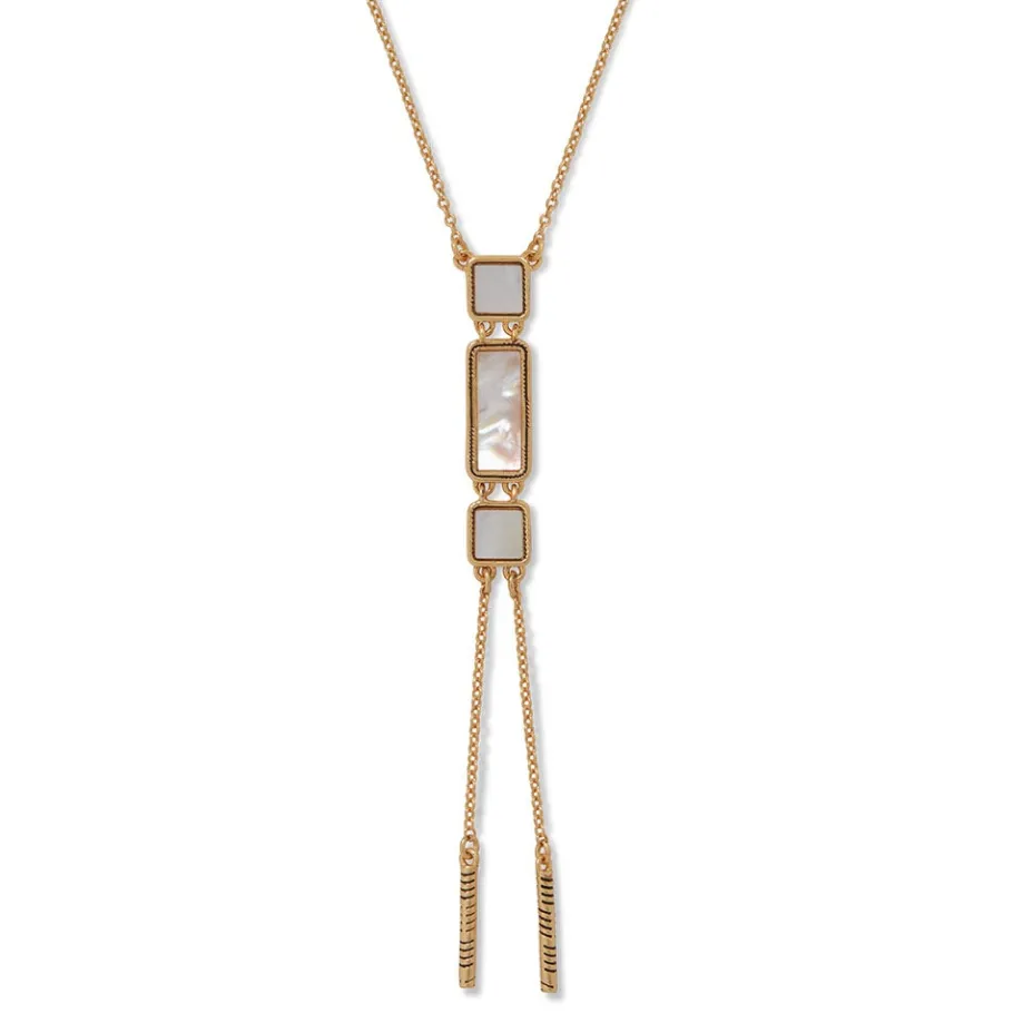 The Met Store Mother-of-Pearl Tile Double Lariat Necklace