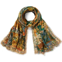 The Met Store Persian Pictorial Textile Oversize Oblong Scarf