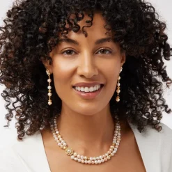 The Met Store Philippine Pearl Double-Strand Necklace and Linear Drop Earrings Set