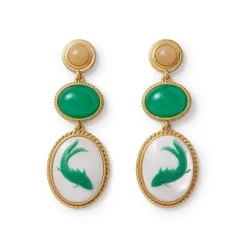 The Met Store Qing Bottle Fish Cameo Drop Earrings