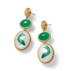 The Met Store Qing Bottle Fish Cameo Drop Earrings