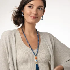 The Met Store Qing Bottle Lariat Necklace and Floral Drop Earrings Set
