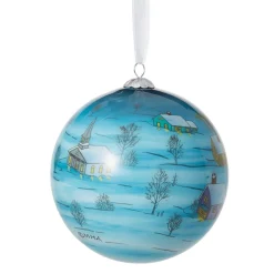 The Met Store Santa and Reindeer Hand-Painted Glass Ornament