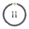 The Met Store Spanish Baldric Lapis Braided Necklace and Elongated Drop Earrings Set
