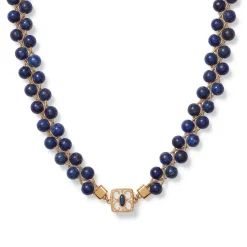The Met Store Spanish Baldric Lapis Braided Necklace and Elongated Drop Earrings Set