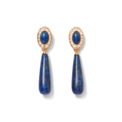 The Met Store Spanish Baldric Lapis Braided Necklace and Elongated Drop Earrings Set