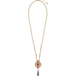 The Met Store Turkish Amethyst Long Pendant Necklace and Statement Earrings Set