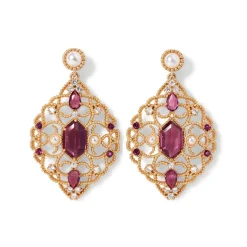 The Met Store Turkish Amethyst Long Pendant Necklace and Statement Earrings Set