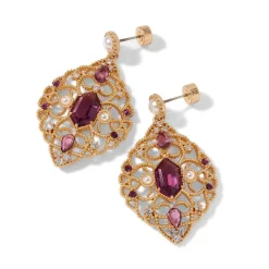 The Met Store Turkish Amethyst Long Pendant Necklace and Statement Earrings Set