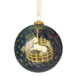 The Met Store Unicorn in a Garden Hand-Painted Glass Ornament