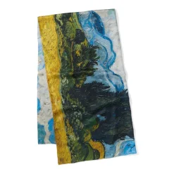 The Met Store Van Gogh Wheat Field with Cypresses Oversize Oblong Silk Scarf