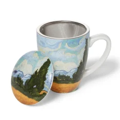The Met Store Van Gogh Wheat Field with Cypresses Covered Mug with Tea Infuser
