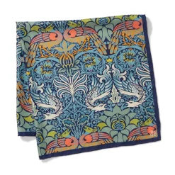 The Met Store William Morris Peacock and Dragon Square Silk Scarf