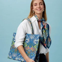The Met Store William Morris Peacock and Dragon Square Silk Scarf