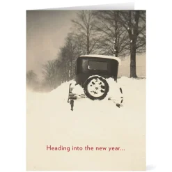 The Met Store Winter Scene with Vintage Auto Holiday Cards